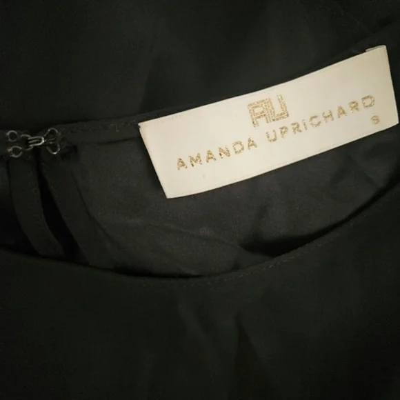 REVOLVE AMANDA UPRICHARD BLACK SILK COLD SHOULDER RUFFLE SLEEVE BELTED DRESS - Picture 11 of 12